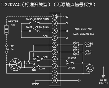 220VAC標準開關型<a href='http://www.danyoos.com.cn/Product/diefa/diandongdiefa/' target='_blank'>電動<a href='http://www.danyoos.com.cn/Product/diefa/' target='_blank'>蝶閥</a></a>接線圖